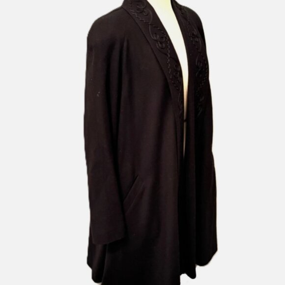 Vintage Alorna Coat Womens Wool Embroidered Open Front USA 60’s - Picture 5 of 7